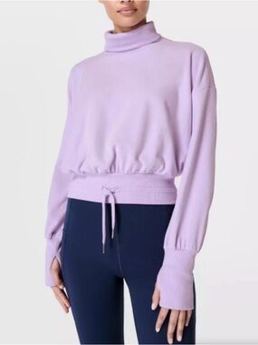 Sweaty Betty Lavender Purple Turtleneck Sweatshirt Luxe Fleece Pullover Medium